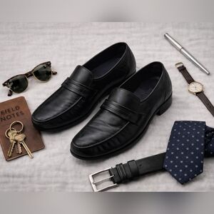 Bostonian Black Leather Penny Loafer  Slip On Dress Shoes. Mens Sz 12